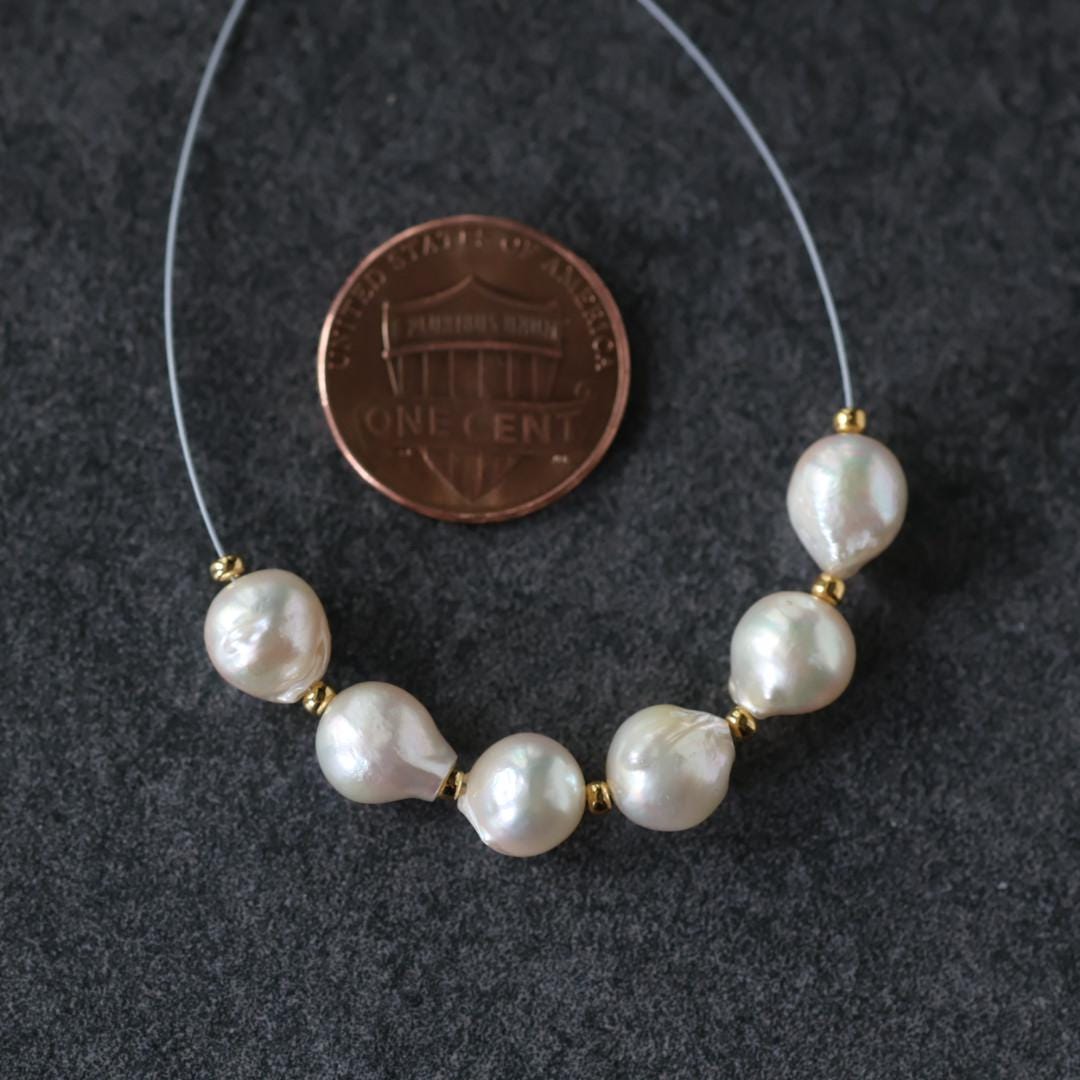 7.5mm Genuine Japanese Akoya Pearl Beads Baroque Cream Organic 6 PCs DIY Jewelry Making Supplies Earrings