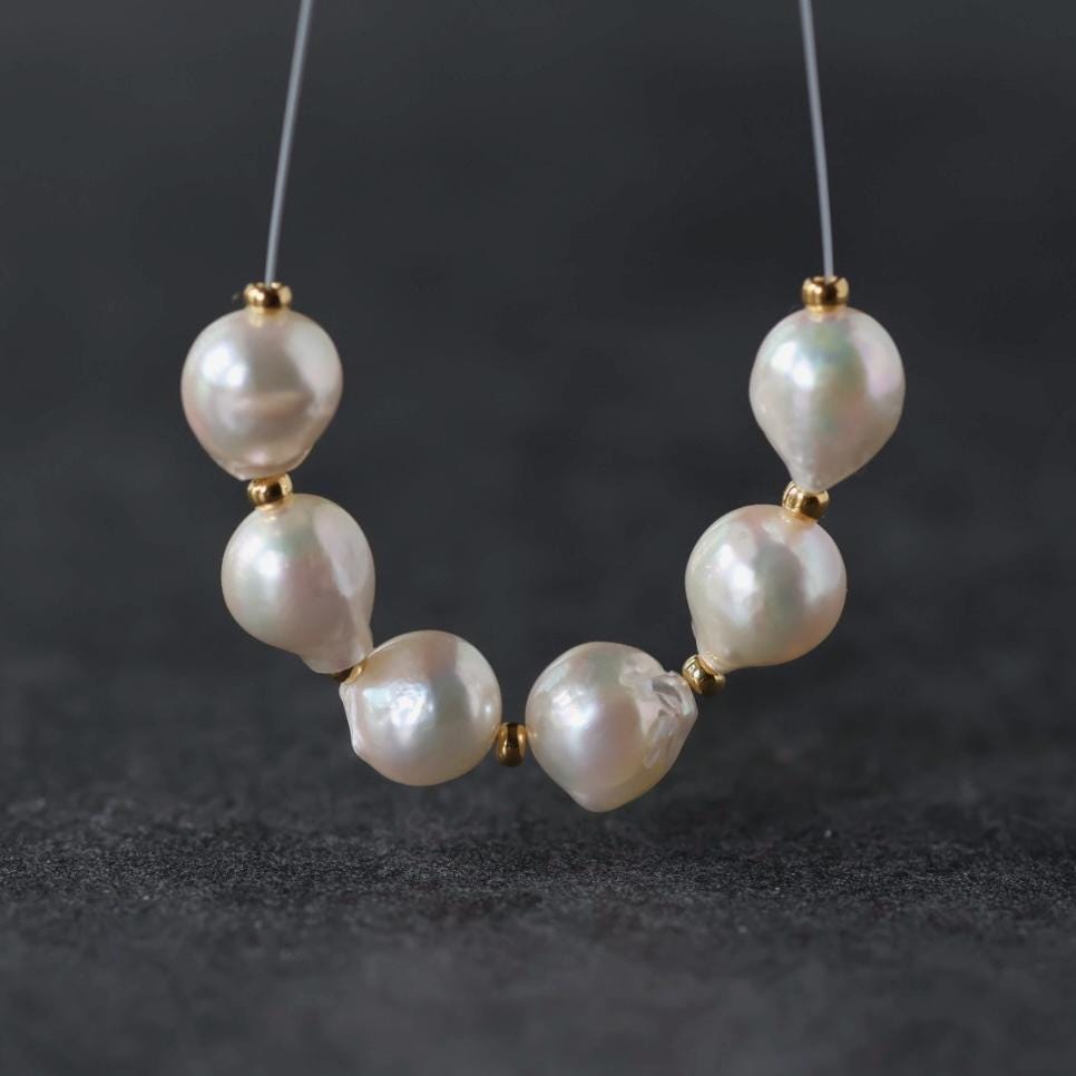 7.5mm Genuine Japanese Akoya Pearl Beads Baroque Cream Organic 6 PCs DIY Jewelry Making Supplies Earrings