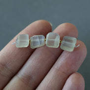 7mm 8mm AAA Ceylon White Moonstone Beads Nuggets Chunks 4 Pcs Gemstone Beads for Silk Knotting Jewelry Making DIY Necklace Earrings