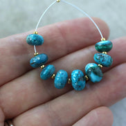 7-9mm Azurite Malachite Beads Smooth Rondelle 8 Pcs Azurmalachite Natural Gemstone DIY Jewelry Making