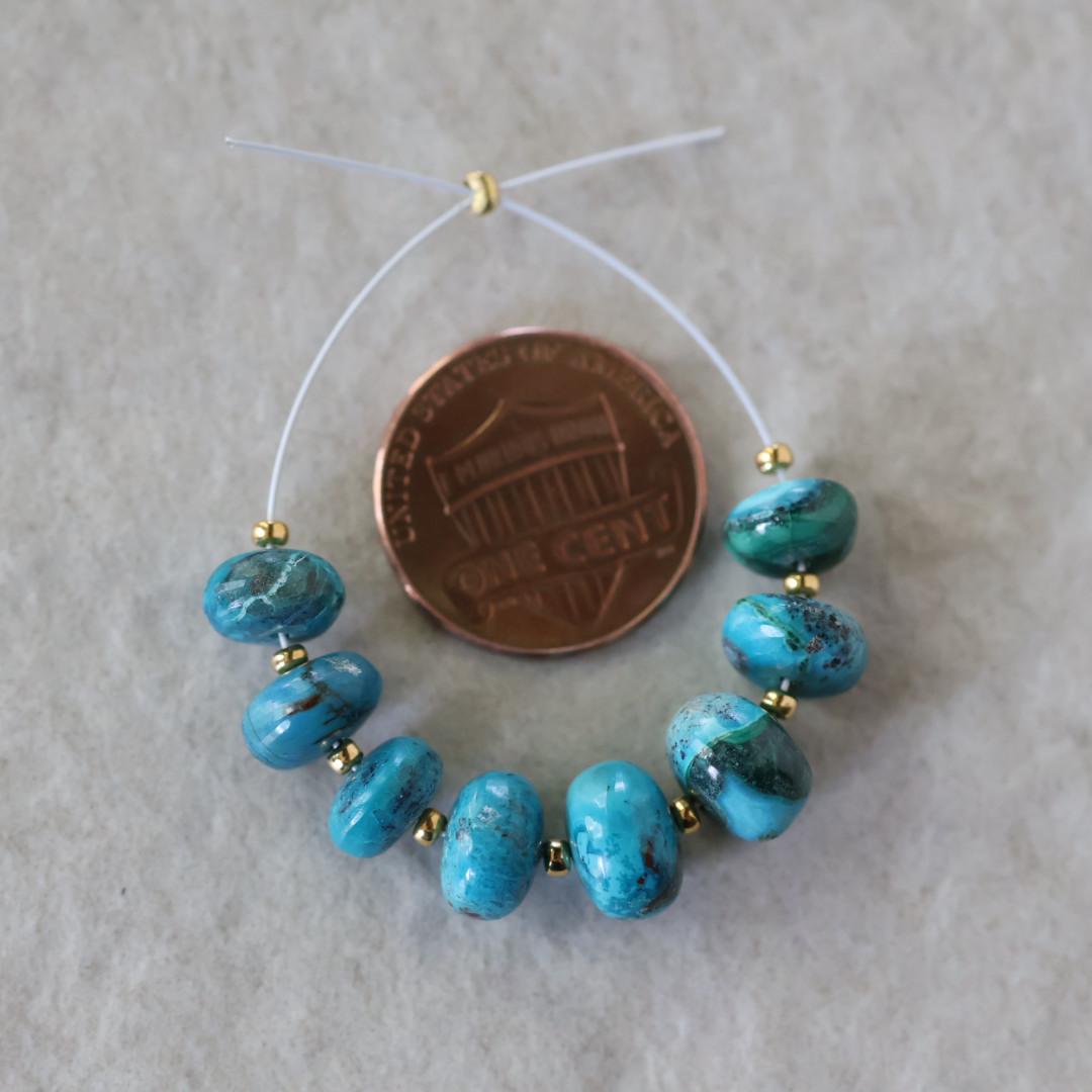 7-9mm Azurite Malachite Beads Smooth Rondelle 8 Pcs Azurmalachite Natural Gemstone DIY Jewelry Making