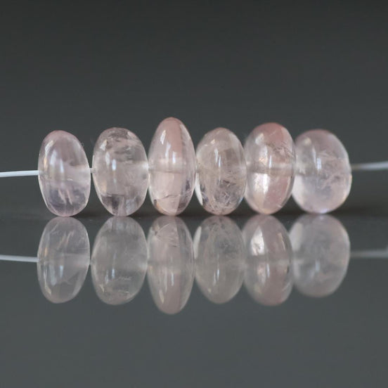 Morganite Smooth Rondelle Beads 8mm 7mm Natural Gemstone Beads 6Pcs for DIY Earrings Necklace Jewelry Making Gift Bead