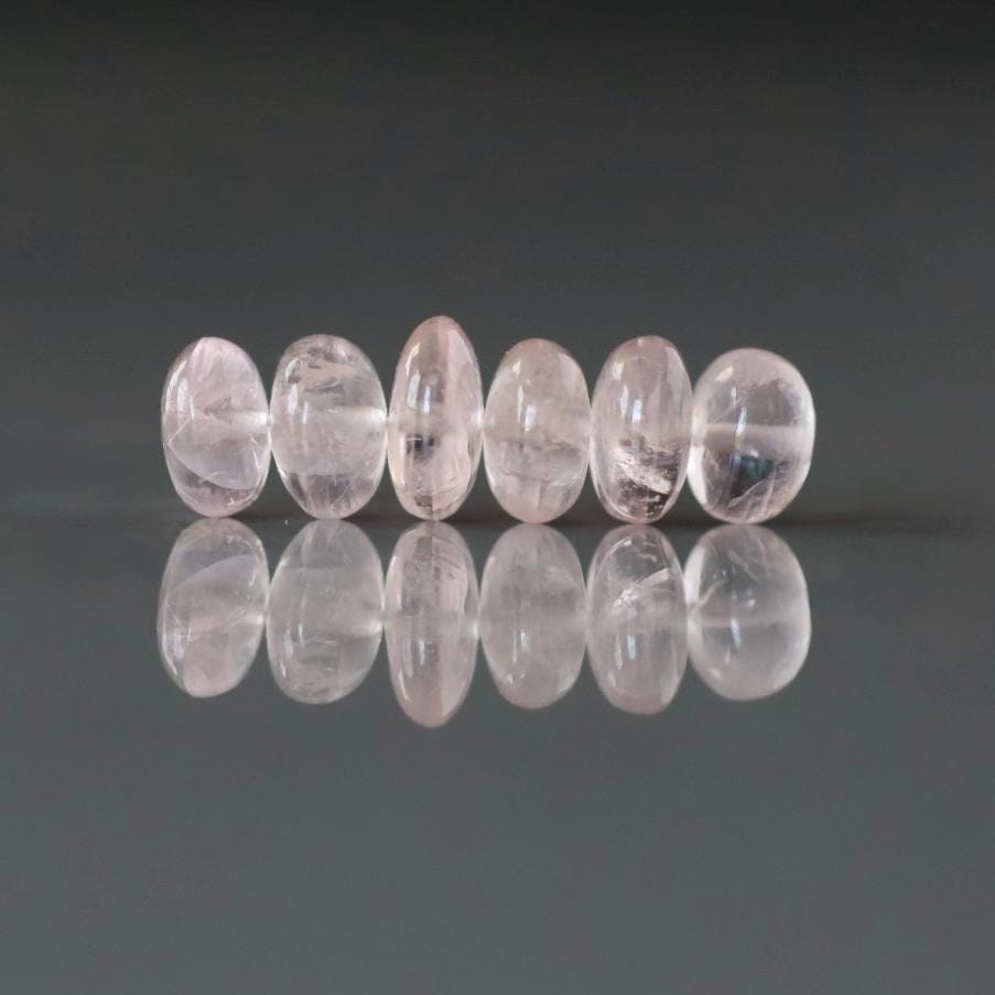 7mm 8mm Morganite Beads - Smooth Rondelle Natural Gemstone 6 Pcs