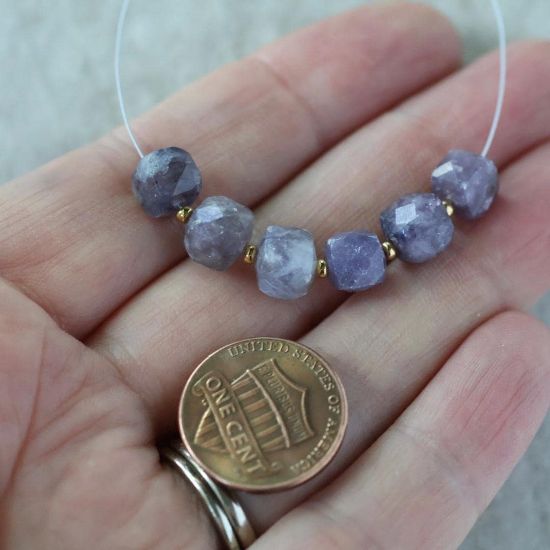 7mm AAA Lepidolite Faceted Cube Beads Natural Purple Gemstone DIY Jewelry Making Supplies