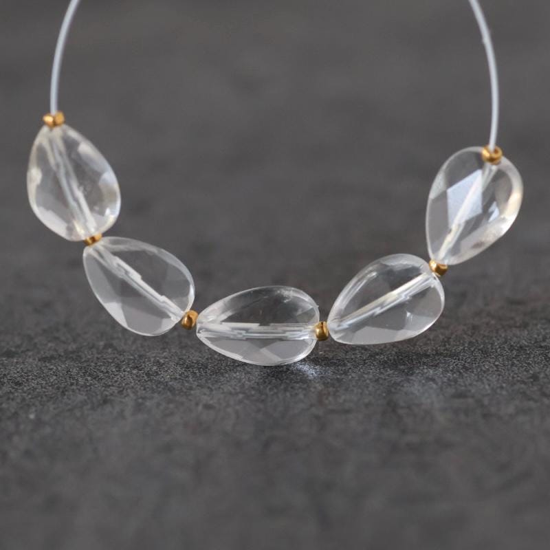 7mm AAA Rock Quartz Faceted Teardrops Beads 5 PCs Clear Crystal Quartz Natural Gemstone for DIY Jewelry Making