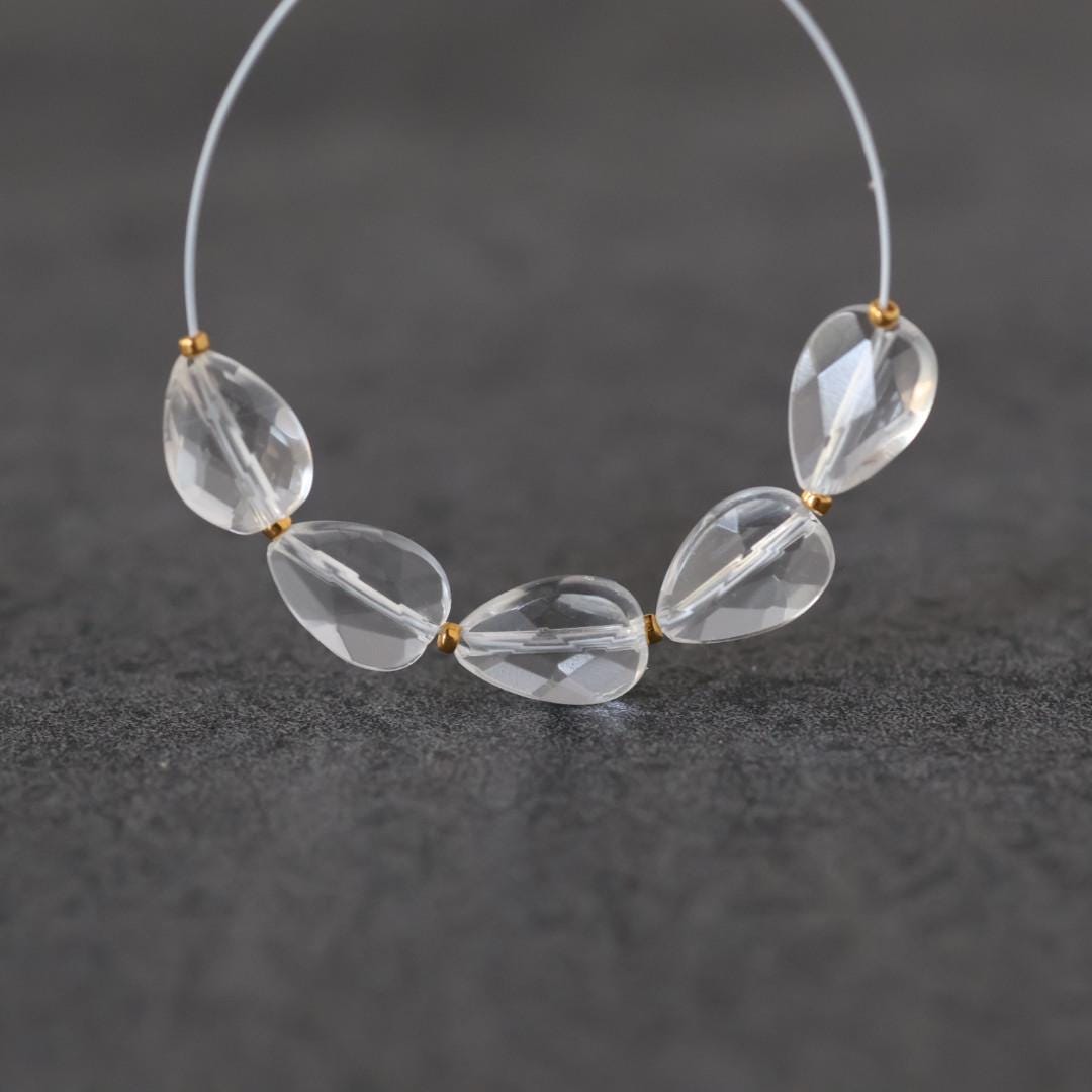 7mm AAA Rock Quartz Faceted Teardrops Beads 5 PCs Clear Crystal Quartz Natural Gemstone for DIY Jewelry Making