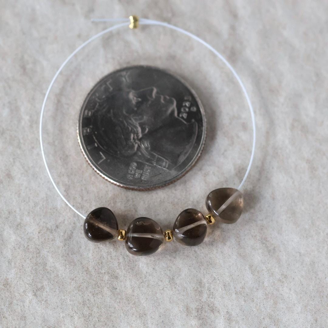 7mm AAA Smoky Quartz Nugget Beads Smooth 4 PCs Natural Brown Gemstone for DIY Jewelry Making