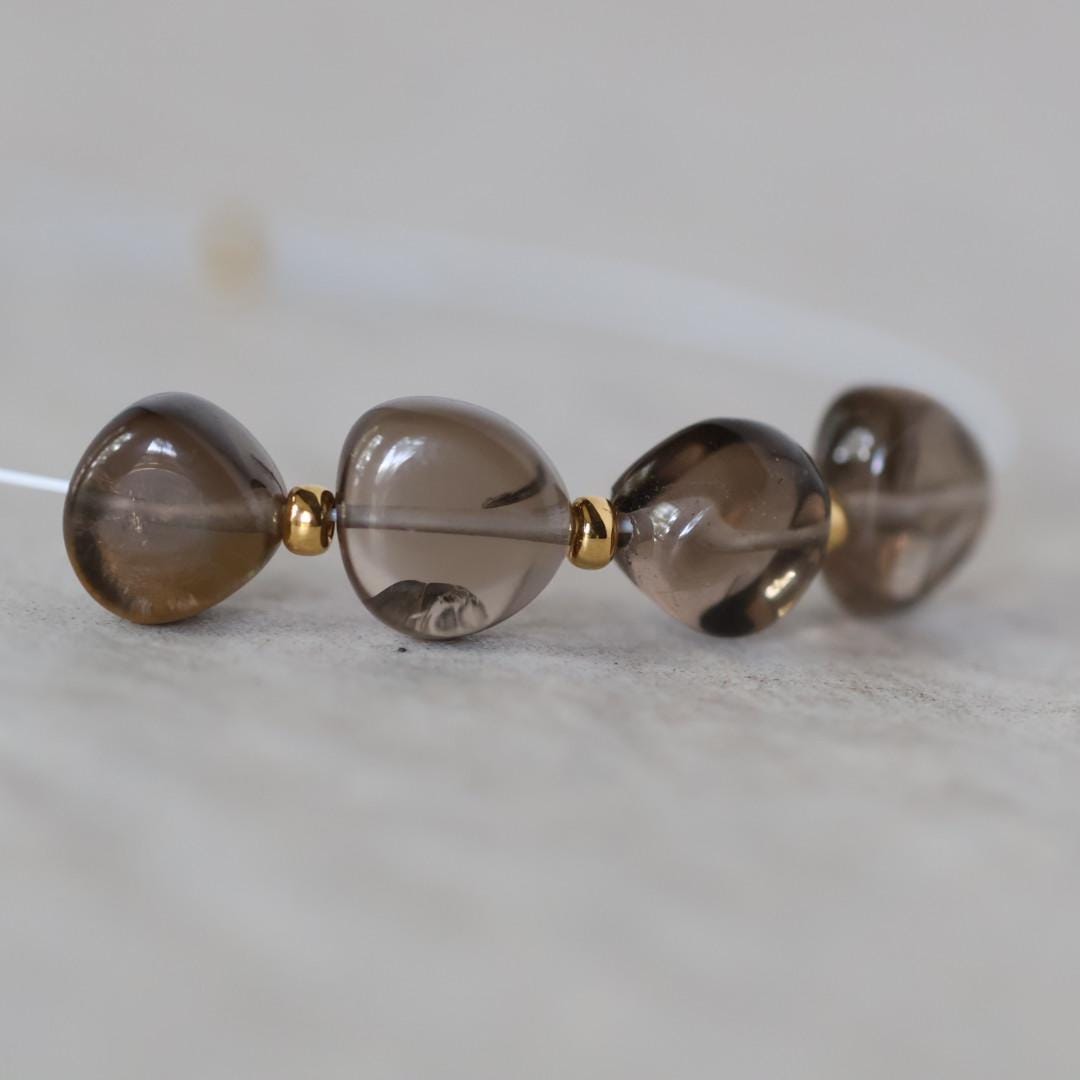7mm AAA Smoky Quartz Nugget Beads Smooth 4 PCs Natural Brown Gemstone for DIY Jewelry Making