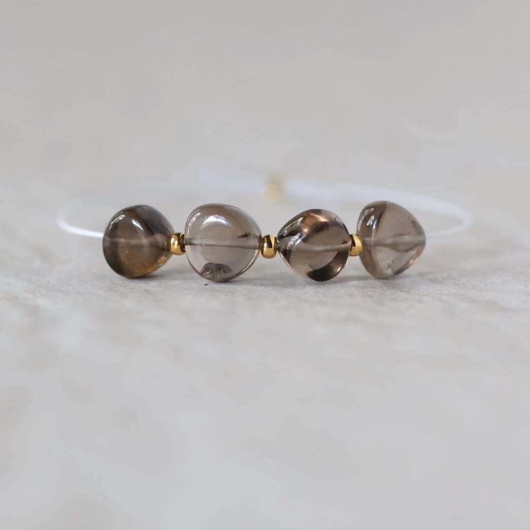 7mm AAA Smoky Quartz Nugget Beads Smooth 4 PCs Natural Brown Gemstone for DIY Jewelry Making