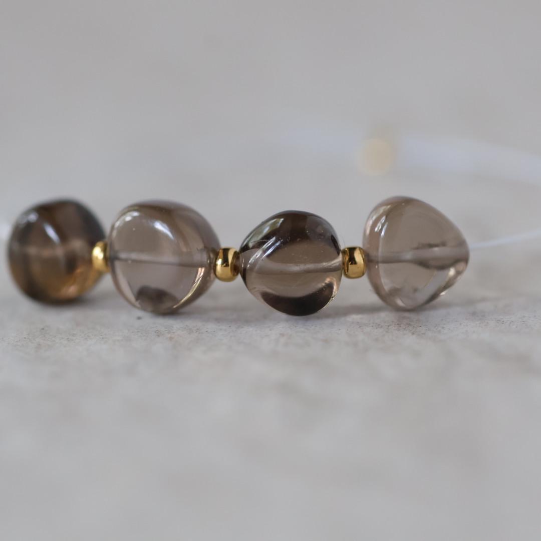 7mm AAA Smoky Quartz Nugget Beads Smooth 4 PCs Natural Brown Gemstone for DIY Jewelry Making