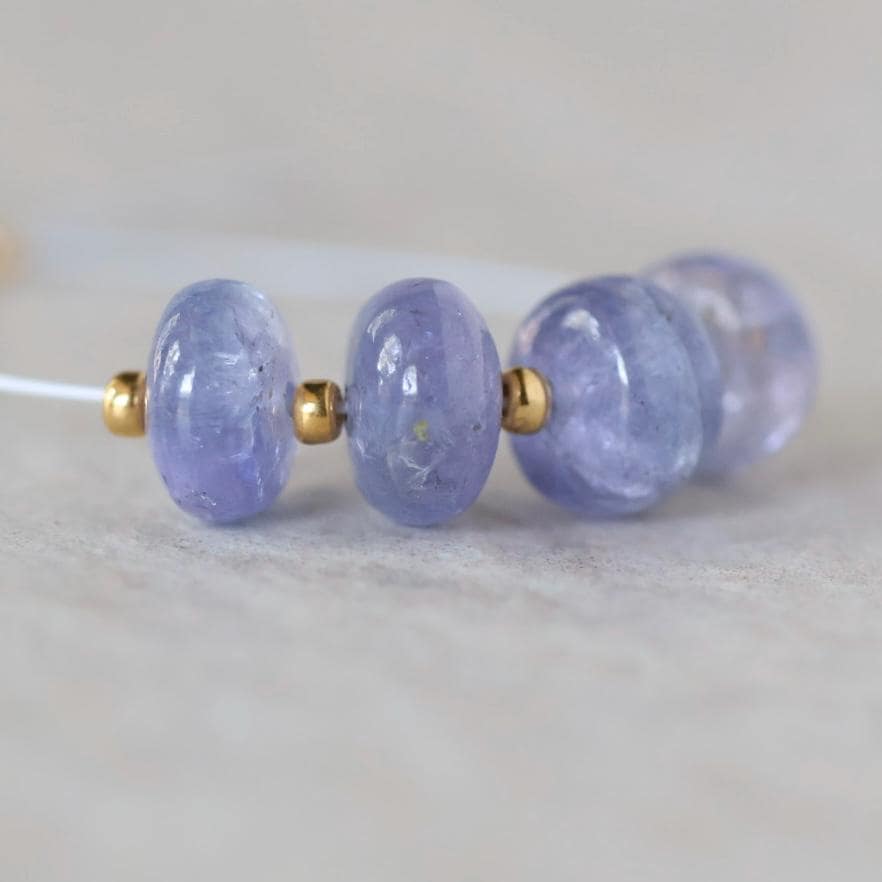 6mm AAA Tanzanite Beads Rondelle Smooth 4 Pcs Gemstone Beads for Silk Knotting Jewelry Making DIY Necklace Earrings