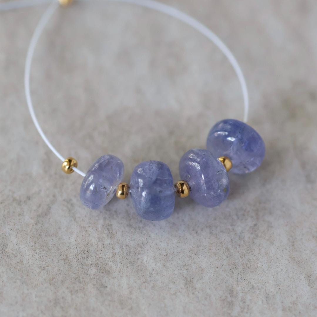 6mm AAA Tanzanite Beads Rondelle Smooth 4 Pcs Gemstone Beads for Silk Knotting Jewelry Making DIY Necklace Earrings