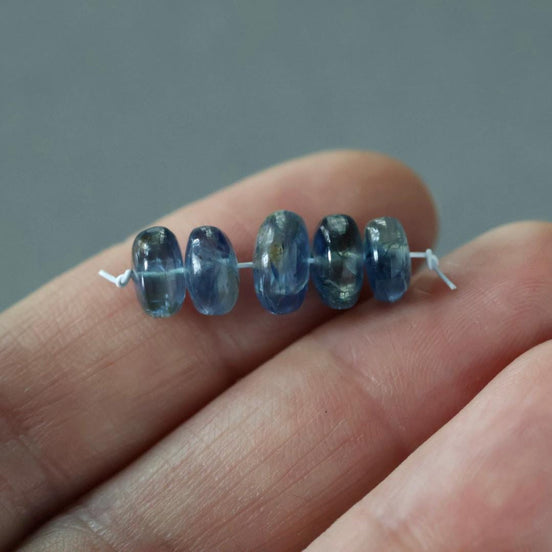 7mm 8mm AAA Blue Kyanite Rondelle Beads Smooth 5 PCs Gemstone Beads Beading Crafter Gift DIY Jewelry Making