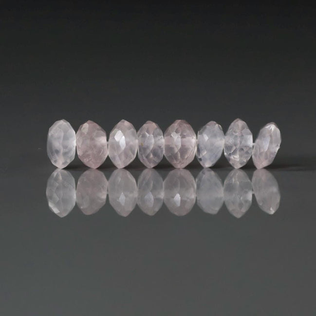 7mm AAA Brazilian Rose Quartz Beads Faceted Rondelle German Cut 8 Pcs Genuine Gemstone for Jewelry Making Beading Craft Gift Beads