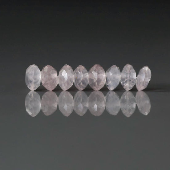 7mm AAA Brazilian Rose Quartz Beads Faceted Rondelle German Cut 8 Pcs Genuine Gemstone for Jewelry Making Beading Craft Gift Beads