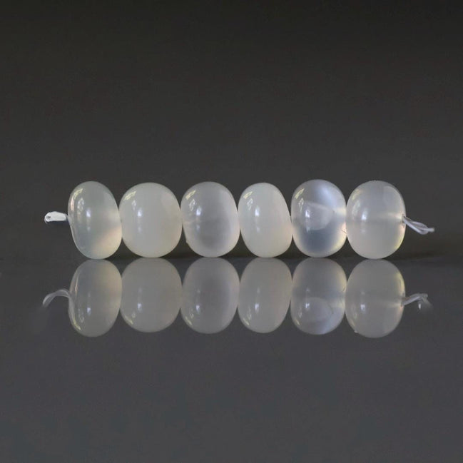 7mm AAA Ceylon White Moonstone Beads Rondelle Smooth 6 Pcs Gemstone Beads for Silk Knotting Jewelry Making DIY Necklace Earrings