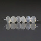 7mm Ceylon White Moonstone Beads - Smooth Rondelle Natural Gemstone 6 Pcs
