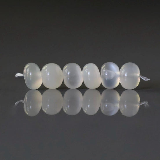 7mm Ceylon White Moonstone Beads - Smooth Rondelle Natural Gemstone 6 Pcs