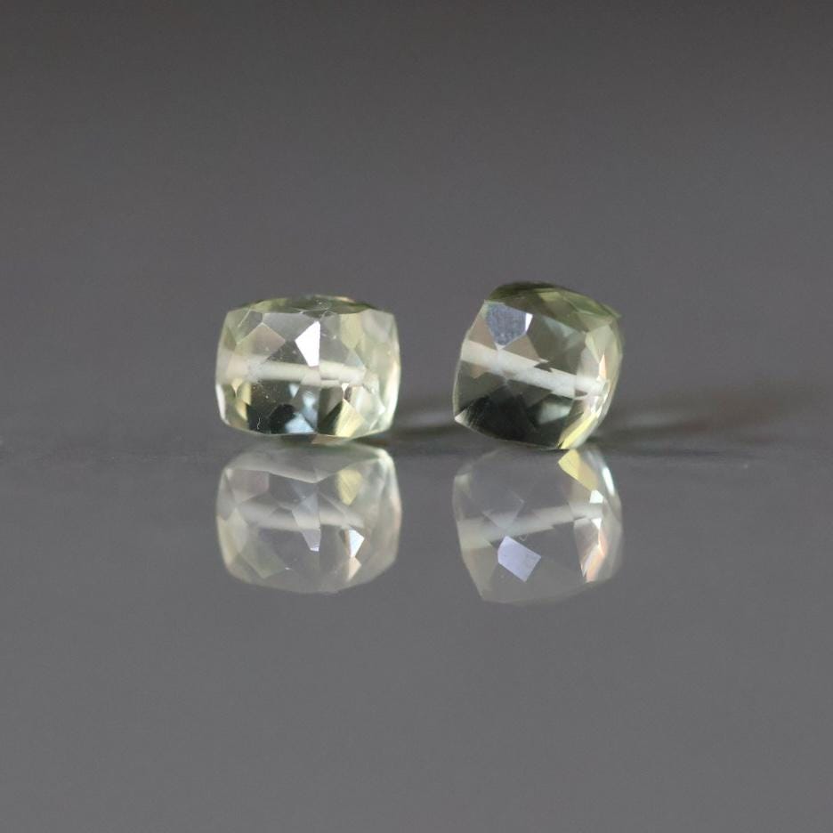 7mm Green Amethyst Cube Bead Faceted Beads Prasiolite Transparent Sparkly Gemstone Beads for Jewelry Making February Birthstone