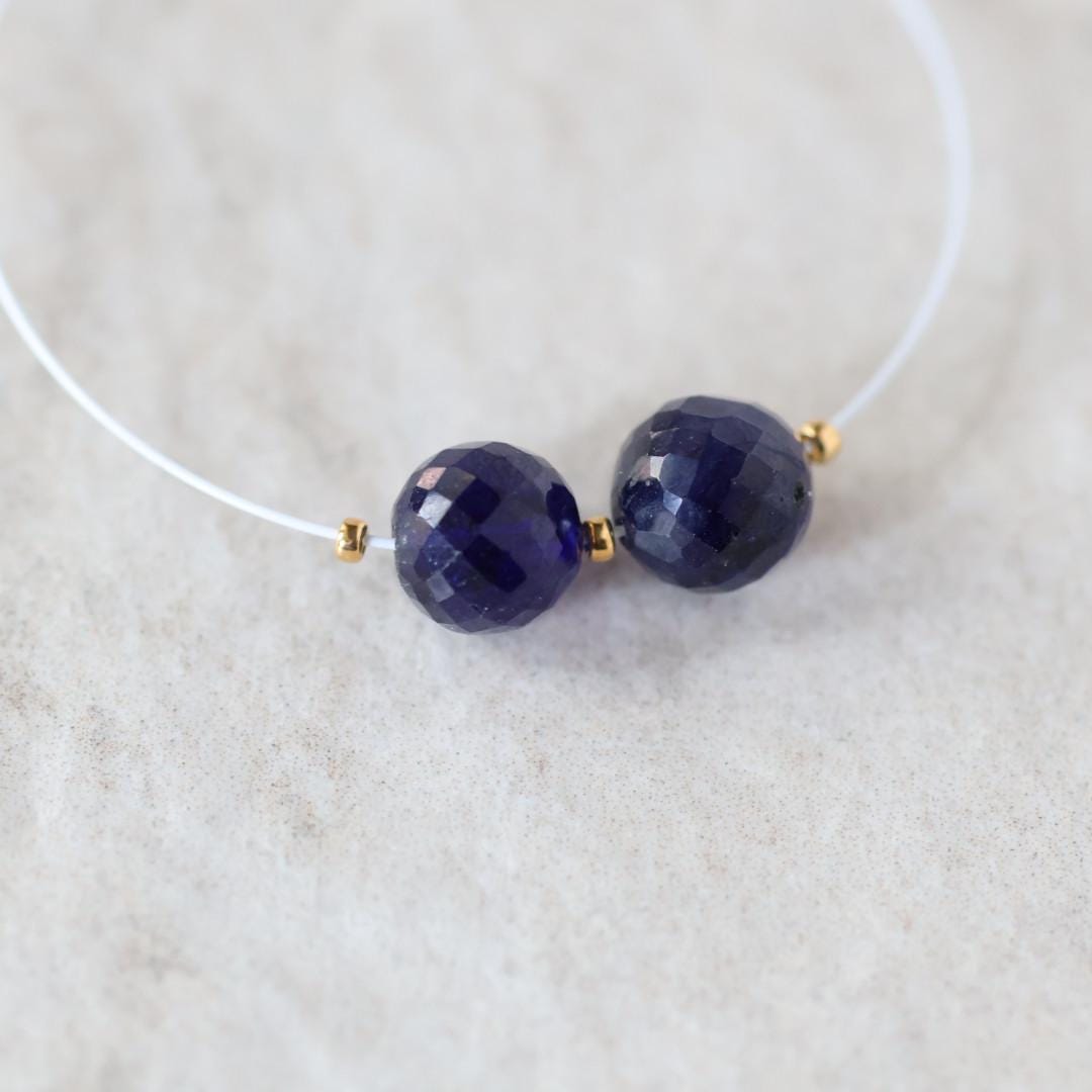 7mm Madagascar Blue Sapphire Beads Round Faceted Natural Gemstone Bead for DIY Jewelry Making
