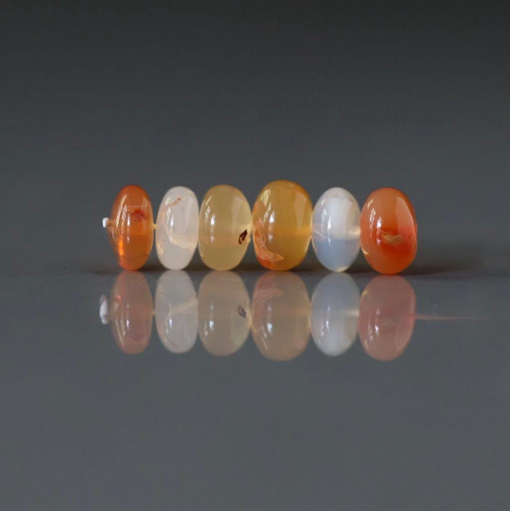7mm Mexican Fire Opal Rondelle Beads Smooth Natural Opal Beads for DIY Jewelry Making Earrings Pendant Necklace