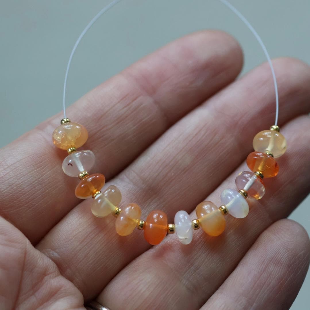 7mm Mexican Fire Opal Beads – Smooth Rondelle Natural Gemstone