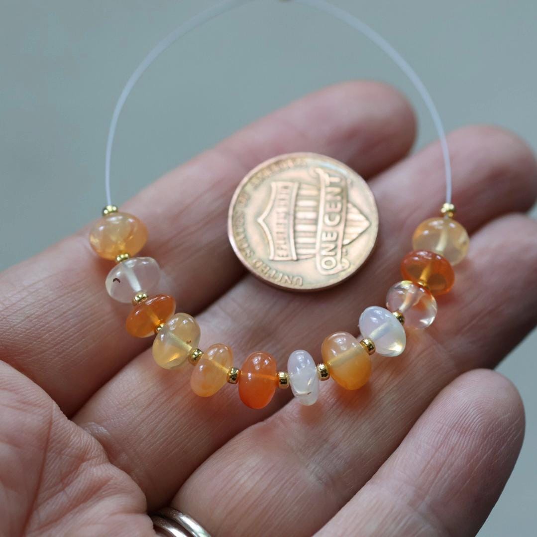 7mm Mexican Fire Opal Beads – Smooth Rondelle Natural Gemstone
