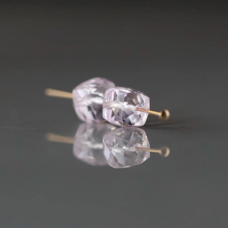 Morganite Faceted Cube Beads 7mm Gemstone Beads 2Pcs for Jewelry Making DIY Earrings, Pendant