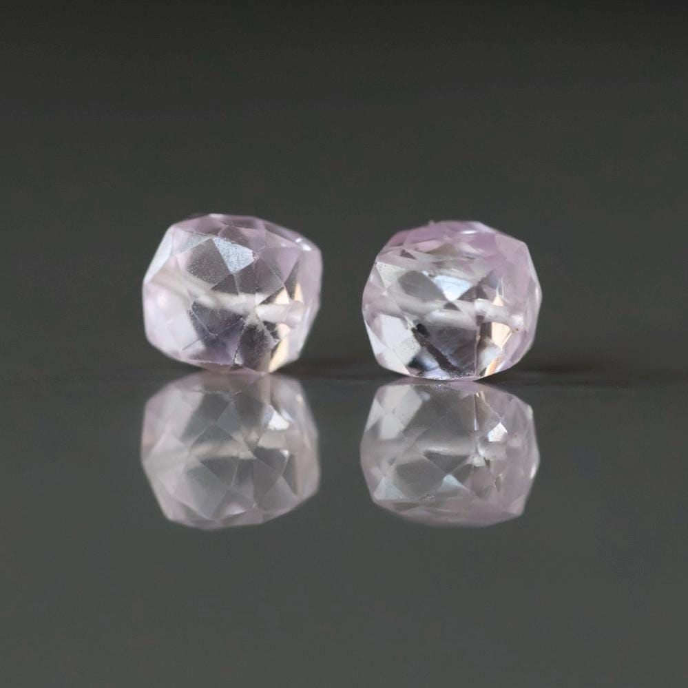 Morganite Faceted Cube Beads 7mm Gemstone Beads 2Pcs for Jewelry Making DIY Earrings, Pendant