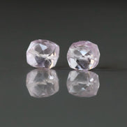 7mm Morganite Beads - Faceted Cube Natural Gemstone 2 Pcs