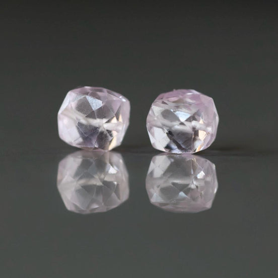 7mm Morganite Beads - Faceted Cube Natural Gemstone 2 Pcs