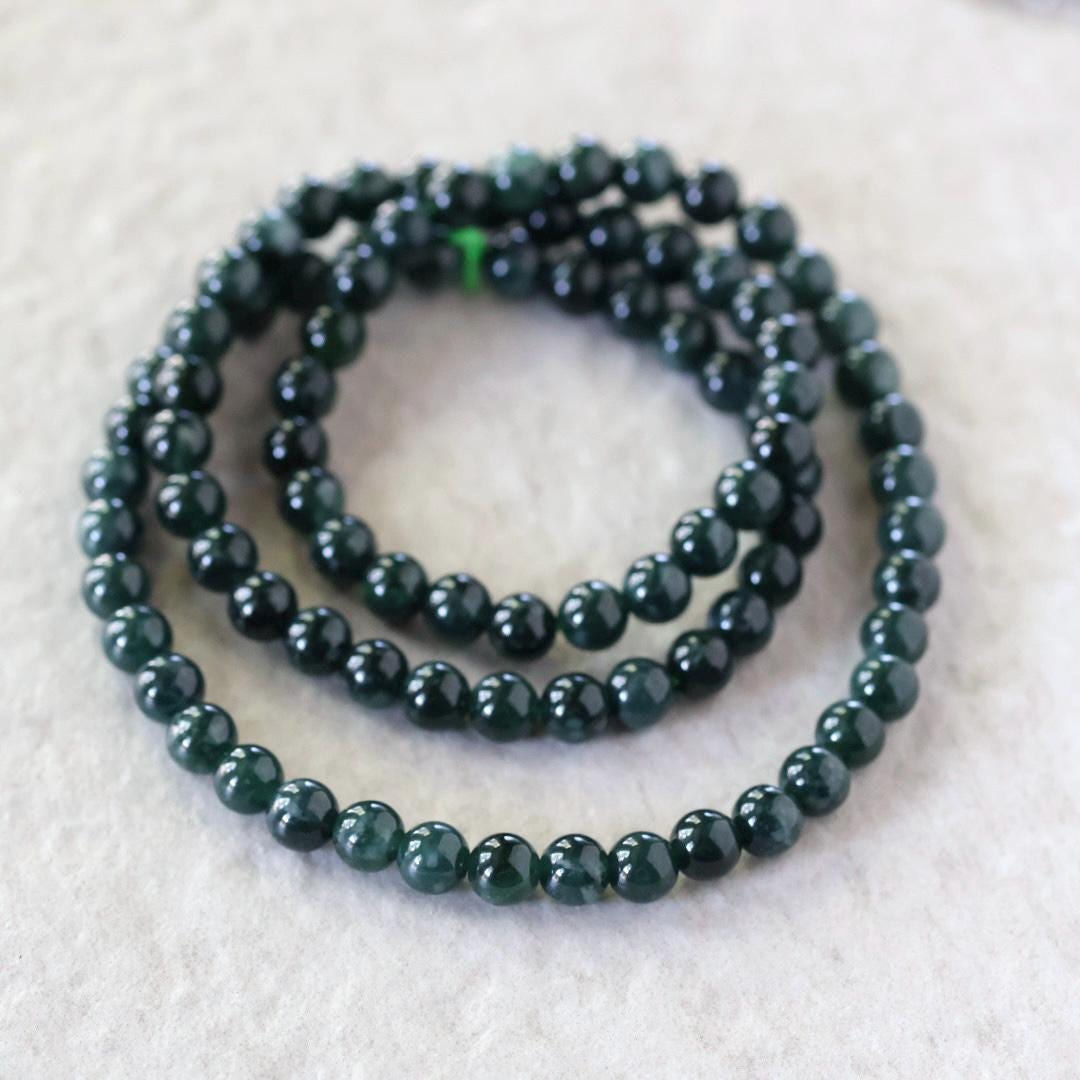7mm Natural AAA Guatemala Jade Beads Jadeite Gemstone Natural Dark Green Jade For DIY Jewelry Making