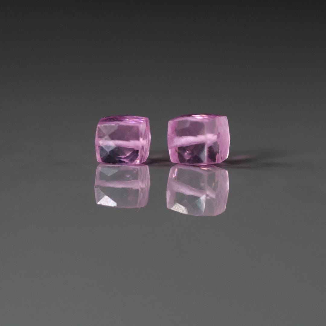 7mm Pink Zircon Faceted Cube Beads 2 Pcs