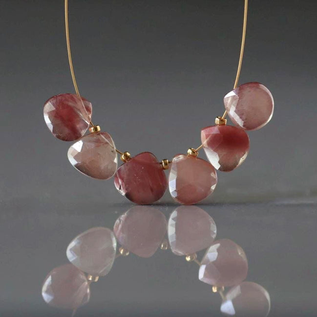 7mm Rare Andesine Faceted Briolette Beads Heart Shape Teardrops Red Labradorite Beadsfor DIY Jewelry Making Earrings Necklace