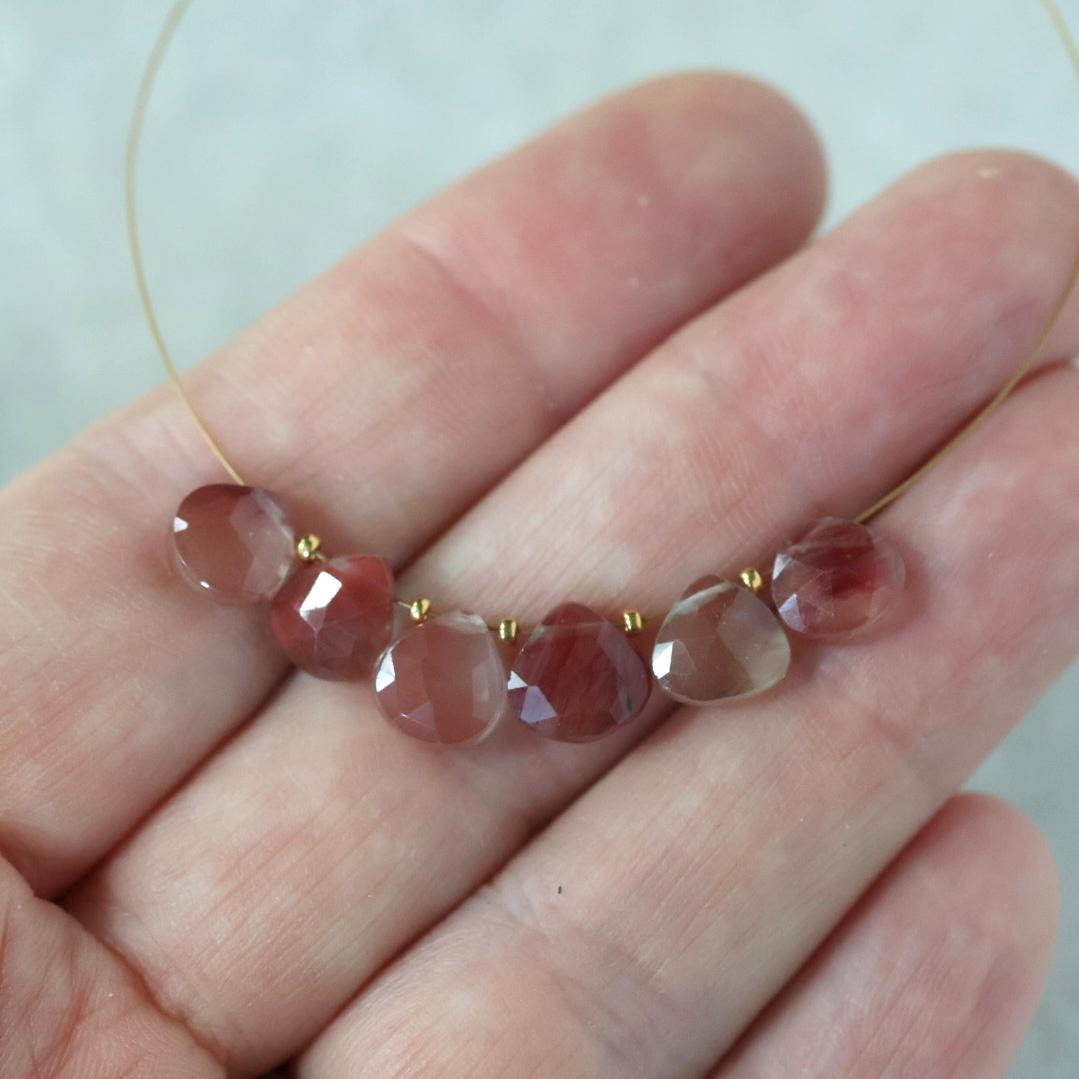 7mm Rare Andesine Briolette Beads – Faceted Heart Shape Teardrop Natural Gemstone