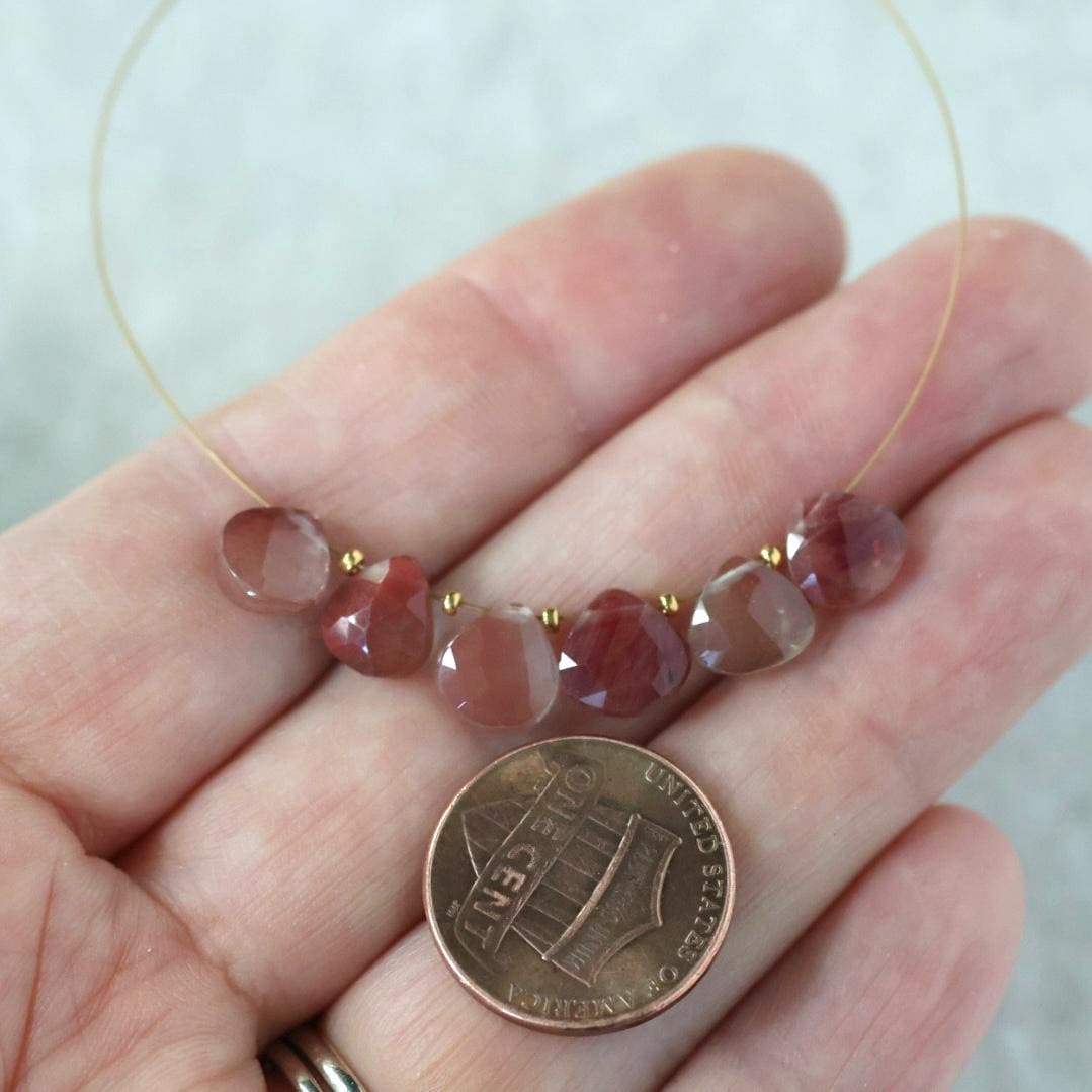 7mm Rare Andesine Briolette Beads – Faceted Heart Shape Teardrop Natural Gemstone