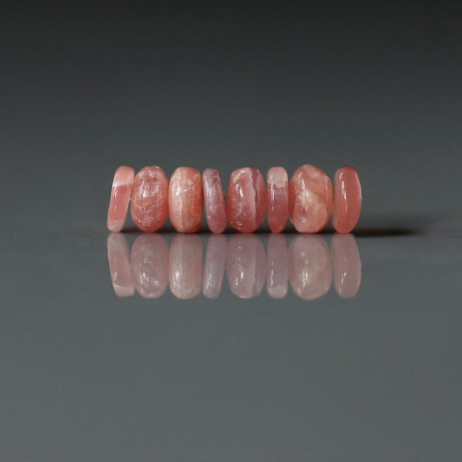 7mm Rhodochrosite Smooth Rondelle Beads 8 Pcs