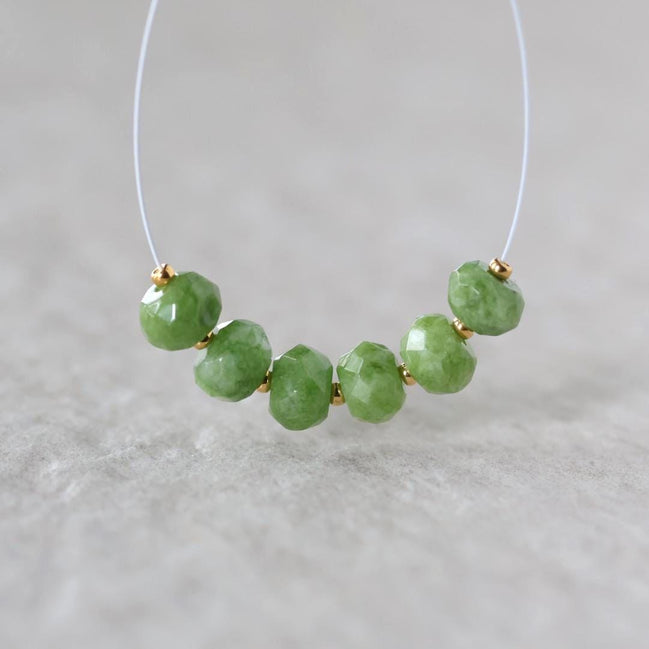 7mm Vesuvianite Beads Faceted Rondelle Natural Green Gemstone for DIY Jewelry Making