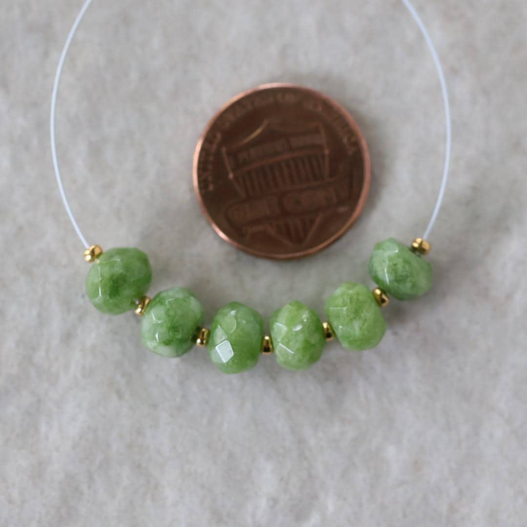 7mm Vesuvianite Beads Faceted Rondelle Natural Green Gemstone for DIY Jewelry Making