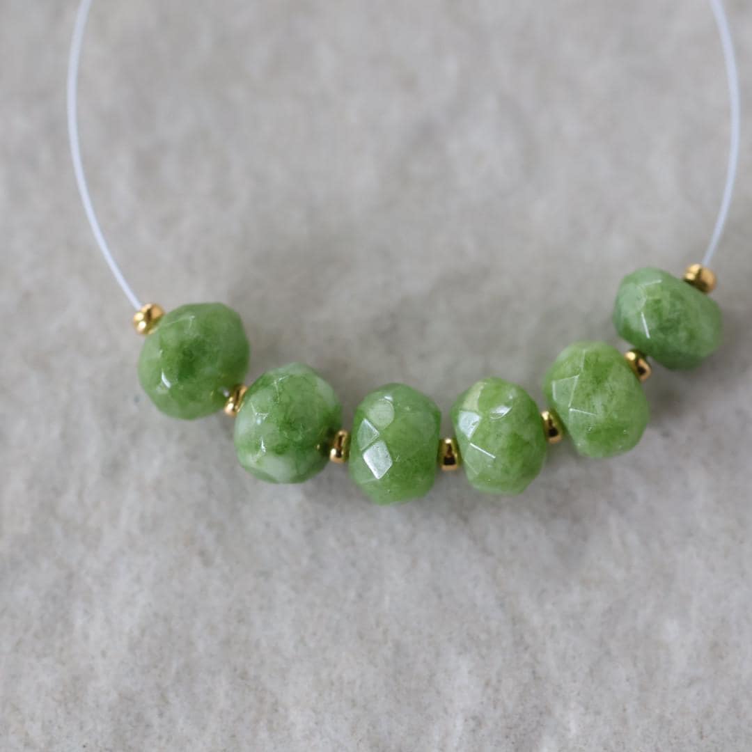 7mm Vesuvianite Beads Faceted Rondelle Natural Green Gemstone for DIY Jewelry Making