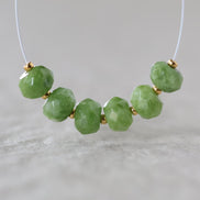 7mm Vesuvianite Beads Faceted Rondelle Natural Green Gemstone for DIY Jewelry Making