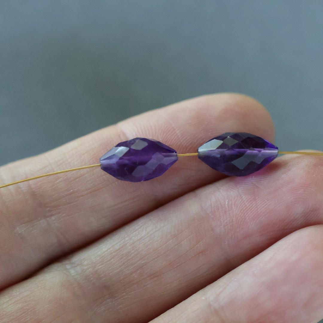 African Amethyst Barrel Beads Faceted Genuine Beads 7x13mm Oval For DIY Jewelry Making Earrings Gift February Birthstone