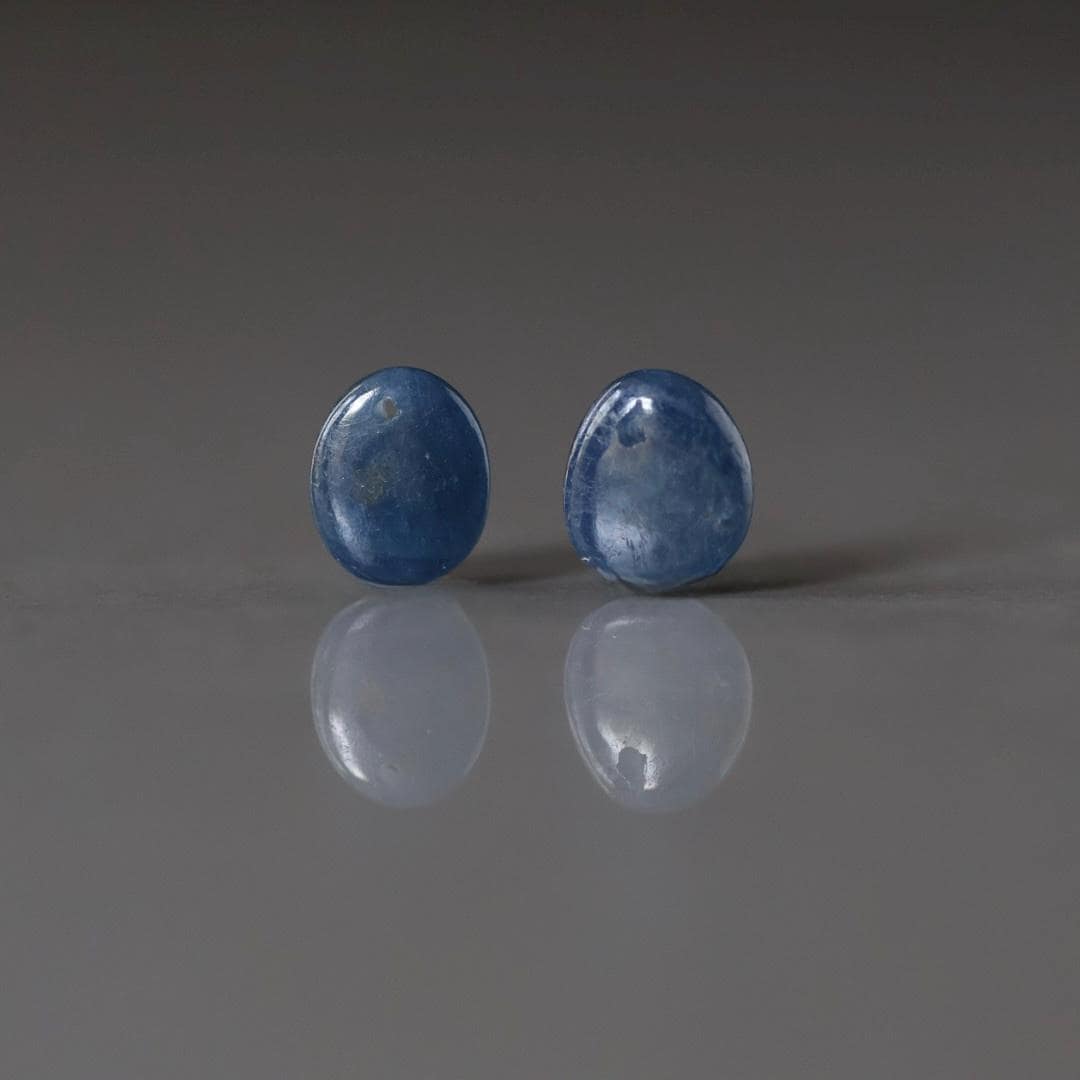 Natural Blue Sapphire Cabochon Beads Top Drilled Briolettes 2 PCs 7x9mm Smooth Drops Sapphire Genuine Gemstone DIY Jewelry Earrings Pendant