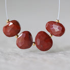 8-10mm AAA Red Jasper Beads Flat Uneven Oval Faceted Stone Natural Gemstone for Jewelry Making Earrings Supplies