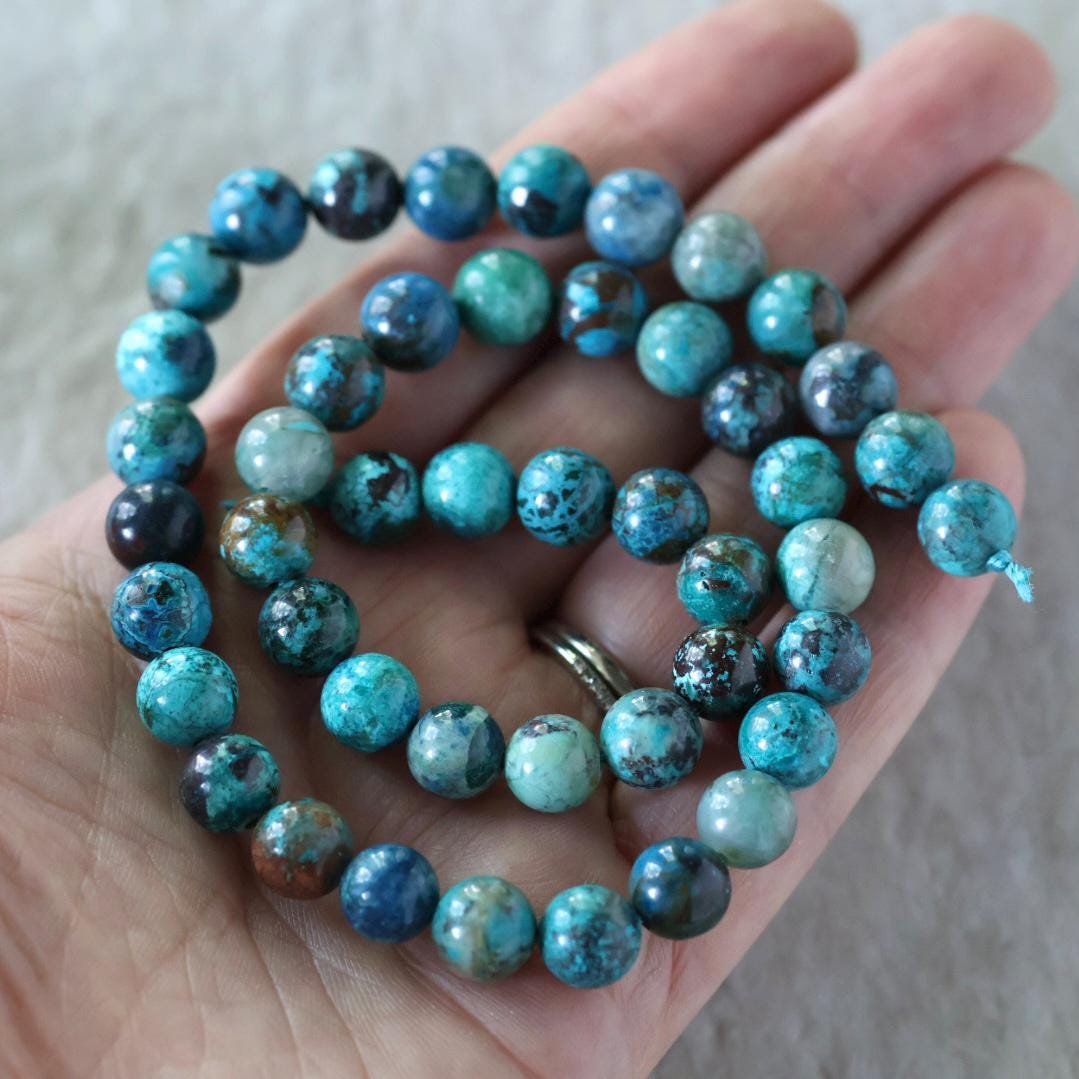 8.5mm AAA Chrysocolla Beads Smooth Round Natural Gemstone for DIY Jewelry Making