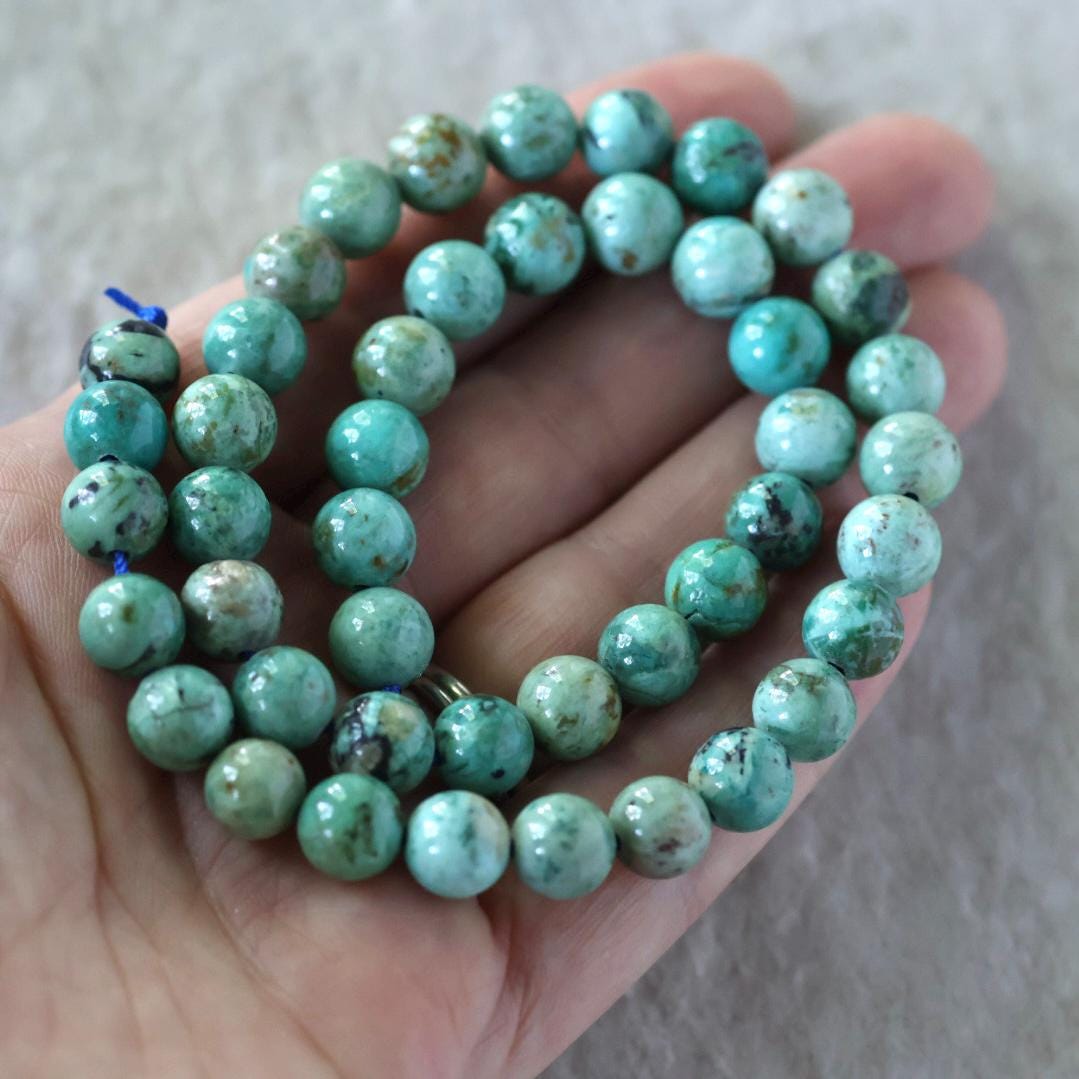 8.5mm AAA Natural Turquoise Beads Smooth Round Genuine Peruvian Turquoise Gemstones For DIY Jewelry Making