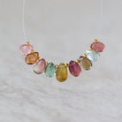 8-6mm Multi Color Tourmaline Briolette Beads Faceted Teardrops Drops 9 PCs Natural Gemstone for DIY Jewelry Making