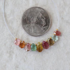 8-6mm Multi Color Tourmaline Briolette Beads Faceted Teardrops Drops 9 PCs Natural Gemstone for DIY Jewelry Making