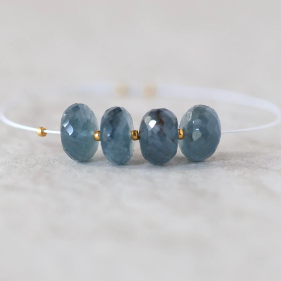 8-9mm AAA Santa Maria Aquamarine Beads Faceted Rondelle Natural Dark Moss Blue Gemstone For DIY Jewelry Making Supplies