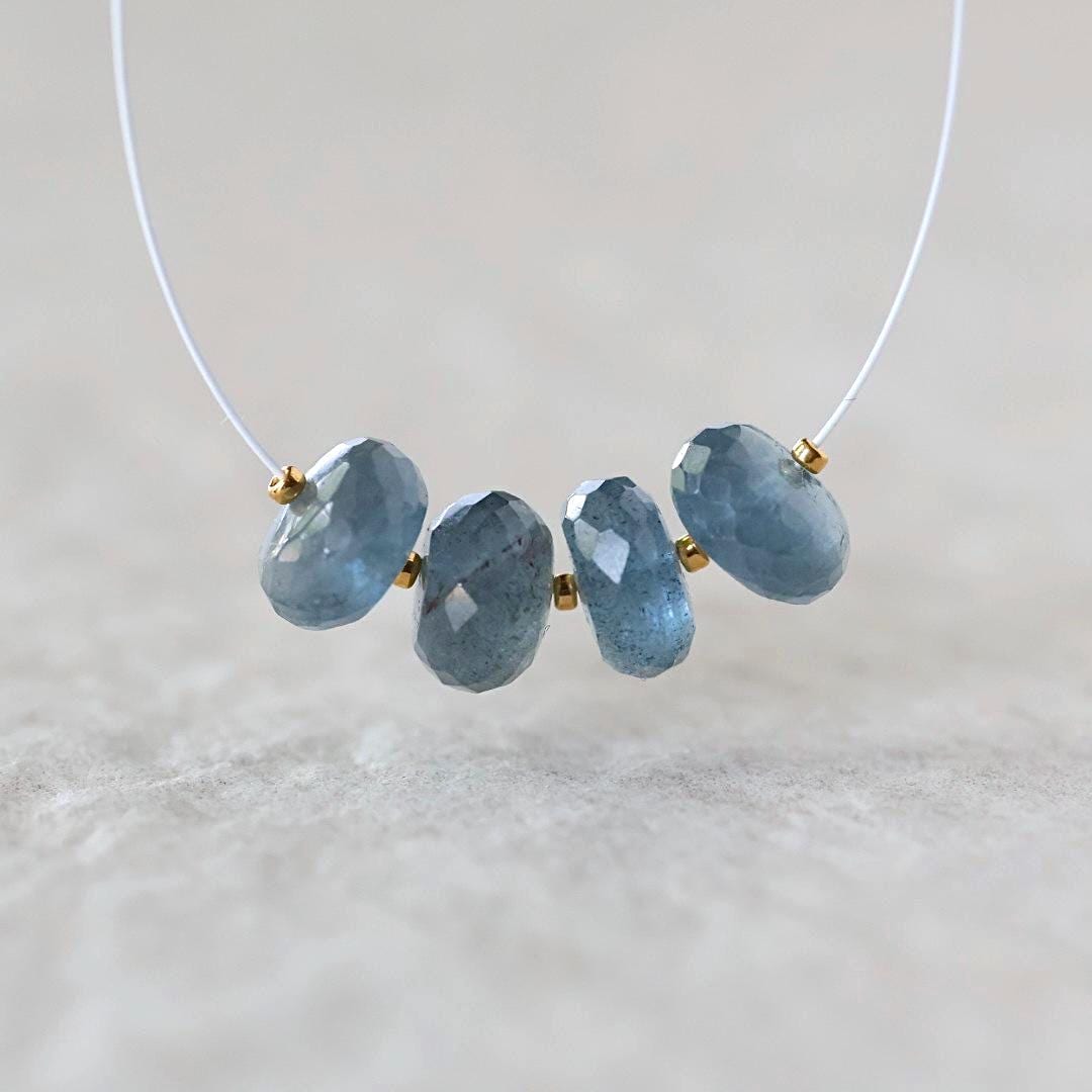 8-9mm AAA Santa Maria Aquamarine Beads Faceted Rondelle Natural Dark Moss Blue Gemstone For DIY Jewelry Making Supplies